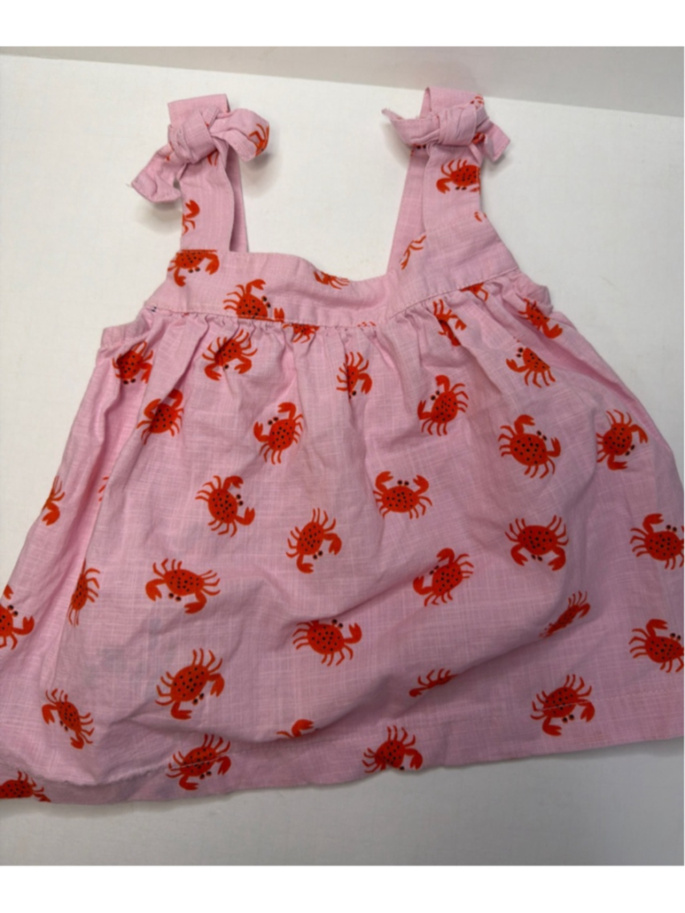 Girls Hanna Andersson Tank Top 2T Pink Orange Summer Crab Print Beach Resort
